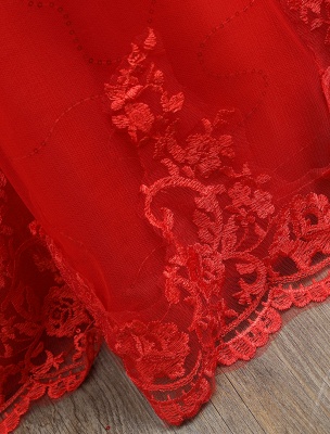 Vestidos de novia rojos Apliques de encaje Vestidos de bola de princesa moldeados Vestido de novia de tren_8