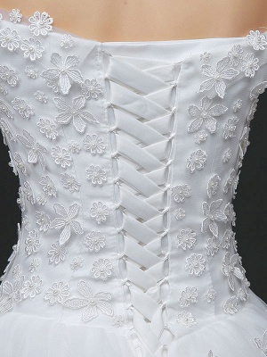Princess Wedding Dresses Off The Shoulder Lace 3D Flowers Applique Tulle Ivory Long Train Bridal Gown_8