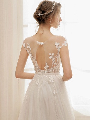 Beach Wedding Dress Bohemian Maxi Bridal Dresses Ivory Flowers Applique Illusion Open Back Summer Wedding Gowns_8