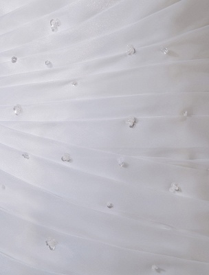 Ivory One-Shoulder Ruched Organza Mermaid Wedding Dress_9