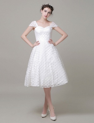 Sweetheart Wedding Dress Tulle A-Line Knee-Length Bridal Dress_2