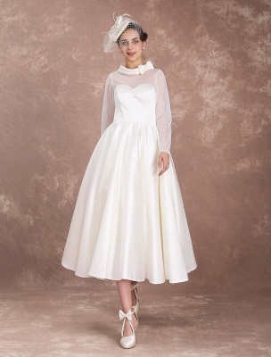 Wedding-Dresses-Short-1950'S-Vintage-Bridal-Dress-Long-Sleeve-Sweetheart-Neckline-Satin-Ivory-Rockabilly-Wedding-Dress-Exclusive_5