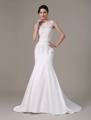 Mermaid Wedding Dresses With Elegant Detachable Lace Jacket Sweep Train(Veil Not Included) Exclusive_4