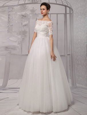 Tull Off-The-Shoulder Ball Gown Wedding With A Lace Wrap Exclusive_4