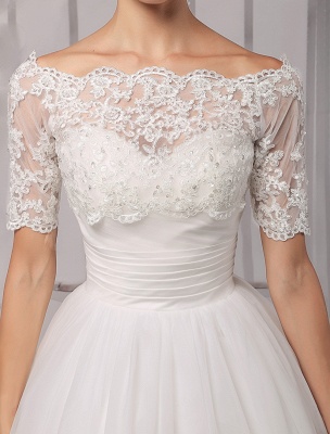Tull Off-The-Shoulder Ball Gown Wedding With A Lace Wrap Exclusive_13