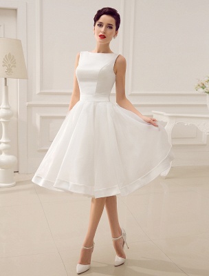 Short Wedding Dress Vintage Bridal Dress 1950’S Bateau Sleeveless Reception Bridal Gown Exclusive_4