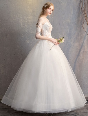 Ball-Gown-Princess-Wedding-Dresses-Ivory-Half-Sleeve-Backless-Applique-Bridal-Dress_3