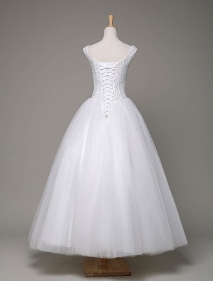 Tulle Wedding Dress Sweatheart Beading Ball Gown Floor Length Bridal Dress_3