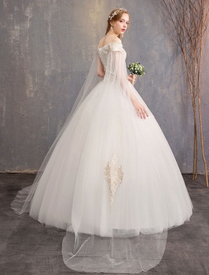 Wedding-Dresses-Tulle-Off-The-Shoulder-Short-Sleeve-Lace-Applique-Princess-Bridal-Gown_4