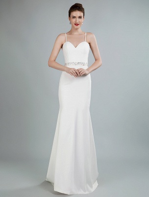 Simple Wedding Dress Sheath Sweetheart Neck Long Sleeves Beaded Bridal Dresses With Train Exclusive_4