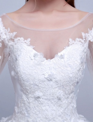 Robes de mariée princesse robe de bal à manches longues dentelle illusion ivoire longueur de plancher robe de mariée_5