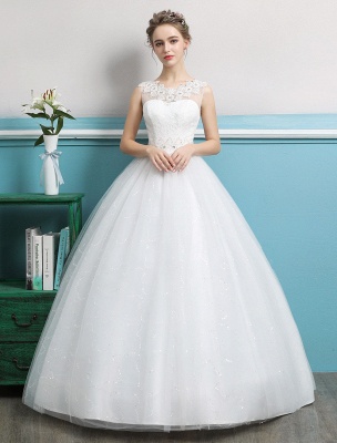 Robes de mariée princesse robe de bal Tulle dos nu ivoire perles étage longueur robe de mariée_1