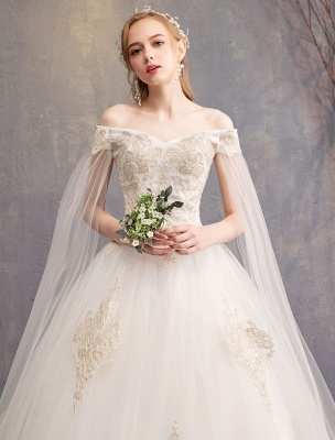 Wedding-Dresses-Tulle-Off-The-Shoulder-Short-Sleeve-Lace-Applique-Princess-Bridal-Gown_5
