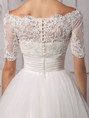 Tull Off-The-Shoulder Ball Gown Wedding With A Lace Wrap Exclusive_15