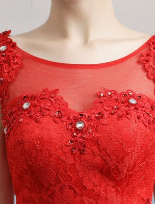 Robes de mariée rouges en dentelle appliques perlées princesse robes de bal train robe de mariée_6