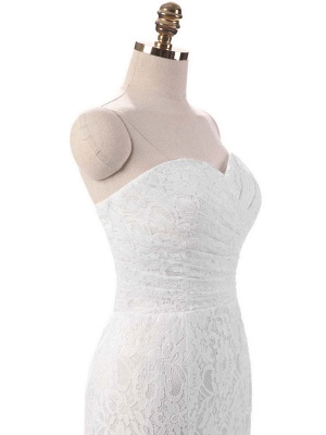 Robe de mariée sirène dentelle blanche ajustée et robe de mariée évasée chérie train bustier robe de mariée en queue de poisson avec ceinture en strass détachable_6