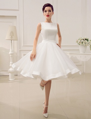 Short Wedding Dress Vintage Bridal Dress 1950’S Bateau Sleeveless Reception Bridal Gown Exclusive_2