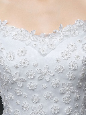 Princess Wedding Dresses Off The Shoulder Lace 3D Flowers Applique Tulle Ivory Long Train Bridal Gown_6
