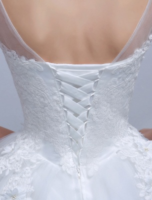 Robes de mariée princesse robe de bal à manches longues dentelle illusion ivoire longueur de plancher robe de mariée_8