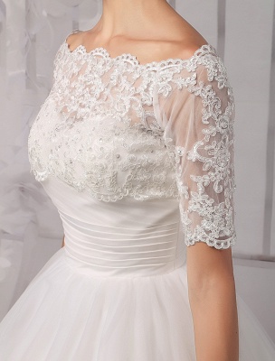 Tull Off-The-Shoulder Ball Gown Wedding With A Lace Wrap Exclusive_14