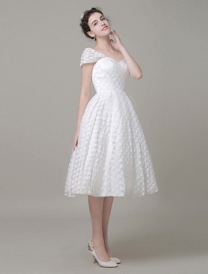 Sweetheart Wedding Dress Tulle A-Line Knee-Length Bridal Dress_6