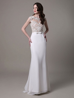Vintage Wedding Dress Lace And Chiffon Sheath With Stunning Bateau Illusion Neckline And Illusion Back Exclusive_3