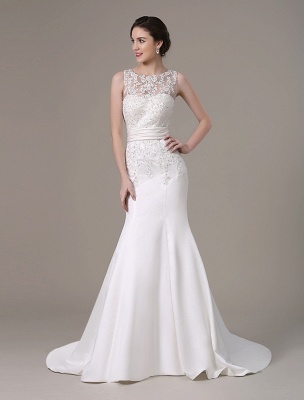 Mermaid Wedding Dresses With Elegant Detachable Lace Jacket Sweep Train(Veil Not Included) Exclusive_3