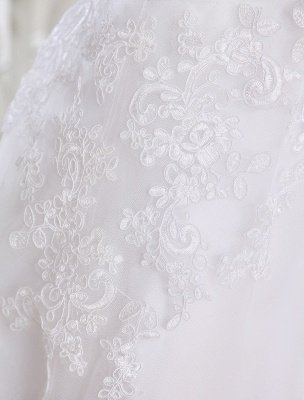 Simple Wedding Dresses 2021 Short Lace Applique Illusion Half Sleeve Tea Length Bridal Dress Exclusive_6