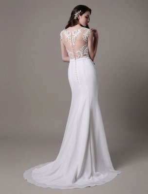 Vintage Wedding Dress Lace And Chiffon Sheath With Stunning Bateau Illusion Neckline And Illusion Back Exclusive_7