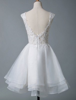 Wedding Dresses 2021 A Line Jewel Neck Sleeveless Natural Waist Tulle Short Bridal Dress_5