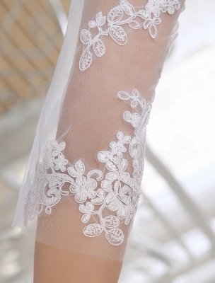 Simple Wedding Dresses 2021 Short Lace Applique Illusion Half Sleeve Tea Length Bridal Dress Exclusive_9
