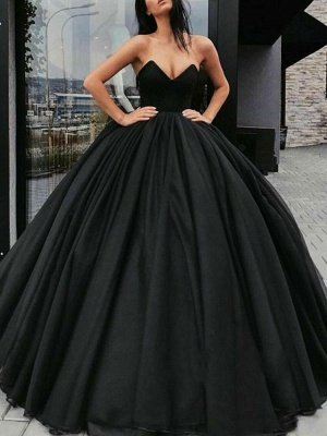 Black Wedding Dresses Satin Fabric Princess Silhouette Empire Waist Floor Length Bridal Dress_2