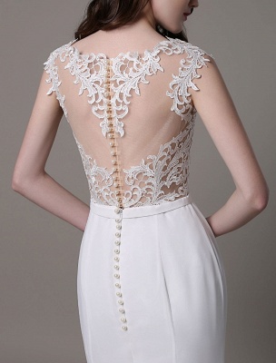 Vintage Brautkleid mit Spitze und Chiffon-Etui mit atemberaubendem Bateau-Illusionsausschnitt und durchsichtigem Rücken_10