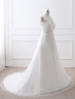 Weißes Hochzeitskleid Queen Anne Brautkleid mit Schärpe und Spitze_11
