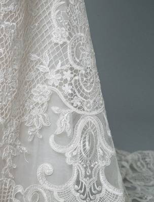 Lace Wedding Dress Mermaid Sweetheart Strapless Sleeveless Floor Length With Train Bridal Dresses_8