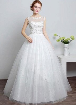 Prinzessin Brautkleid Elfenbein Schatz Illusion Ausschnitt Cut Out Bodenlangen Brautkleid Mit Strass Blumen_1