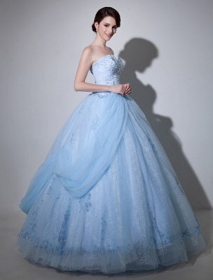 Blue Wedding Dress Lace Ball Gown Floor-Length Sweetheart Strapless Beading Princess Bridal Gown Exclusive_3