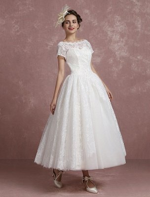 Princess Wedding Dress Lace Vintage Bridal Gown Sweetheart Illusion Short Sleeve Back Design Ball Gown Bridal Dress In Ankle Length Exclusive_2