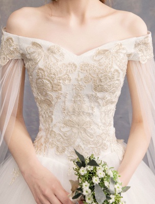 Wedding-Dresses-Tulle-Off-The-Shoulder-Short-Sleeve-Lace-Applique-Princess-Bridal-Gown_7