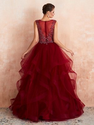 Ballkleid Brautkleid Prinzessin Bodenlangen V-Ausschnitt Ärmellos Pailletten Tüll Brautkleider_3