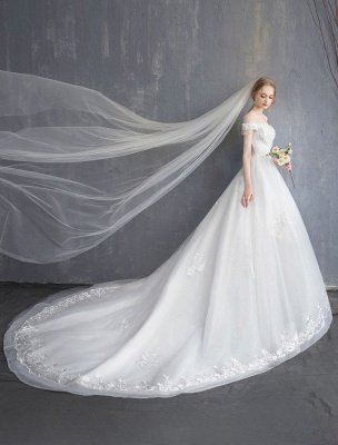 Robes de mariée princesse robe de bal dentelle chaînes perlées hors de l'épaule robe de mariée_6