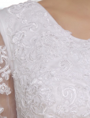 Simple Wedding Dresses 2021 Short Lace Applique Illusion Half Sleeve Tea Length Bridal Dress Exclusive_7