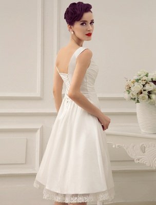 Simple Wedding Dresses Ivory Wedding Dress Knee-Length Backless Straps Lace Bridal Dress Exclusive_5