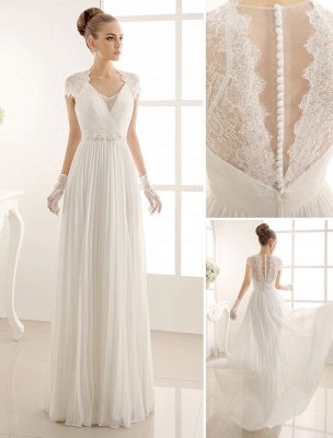 V-Neck Wedding Dress With Lace In Floor Length Exclusive_9