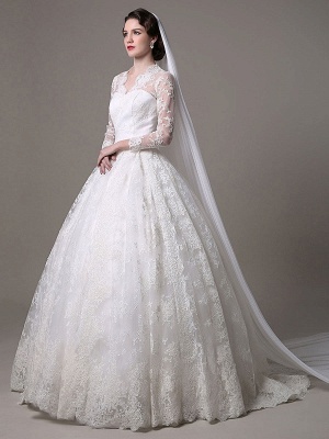 Kate Middleton Royal Wedding Dress Vintage Lace With V-Neck And Long Sleeves Exclusive_1