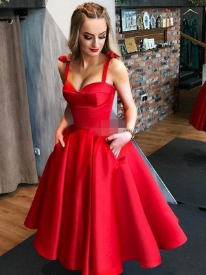 Vestido de novia vintage 1950S Vestidos de novia rojos Correas Vestidos de novia plisados_2