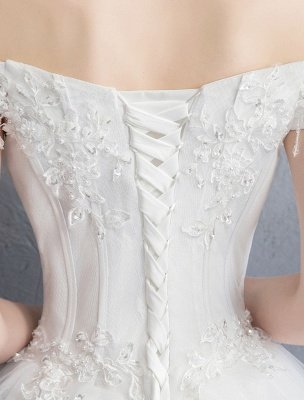Robes de mariée princesse robe de bal dentelle chaînes perlées hors de l'épaule robe de mariée_10