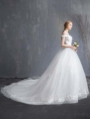 Robes de mariée princesse robe de bal dentelle chaînes perlées hors de l'épaule robe de mariée_2