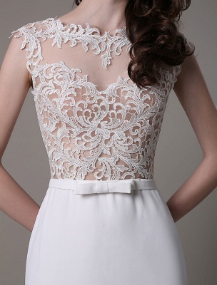 Vintage Wedding Dress Lace And Chiffon Sheath With Stunning Bateau Illusion Neckline And Illusion Back Exclusive_9