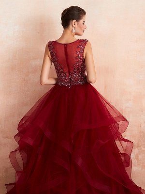 Ballkleid Brautkleid Prinzessin Bodenlangen V-Ausschnitt Ärmellos Pailletten Tüll Brautkleider_7